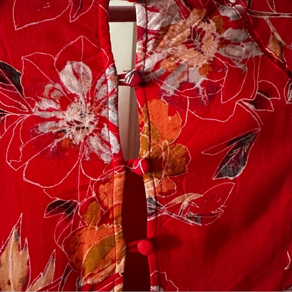 Free People Red Floral Vintage Long-Sleeve Mini Dress - Picture 12 of 15